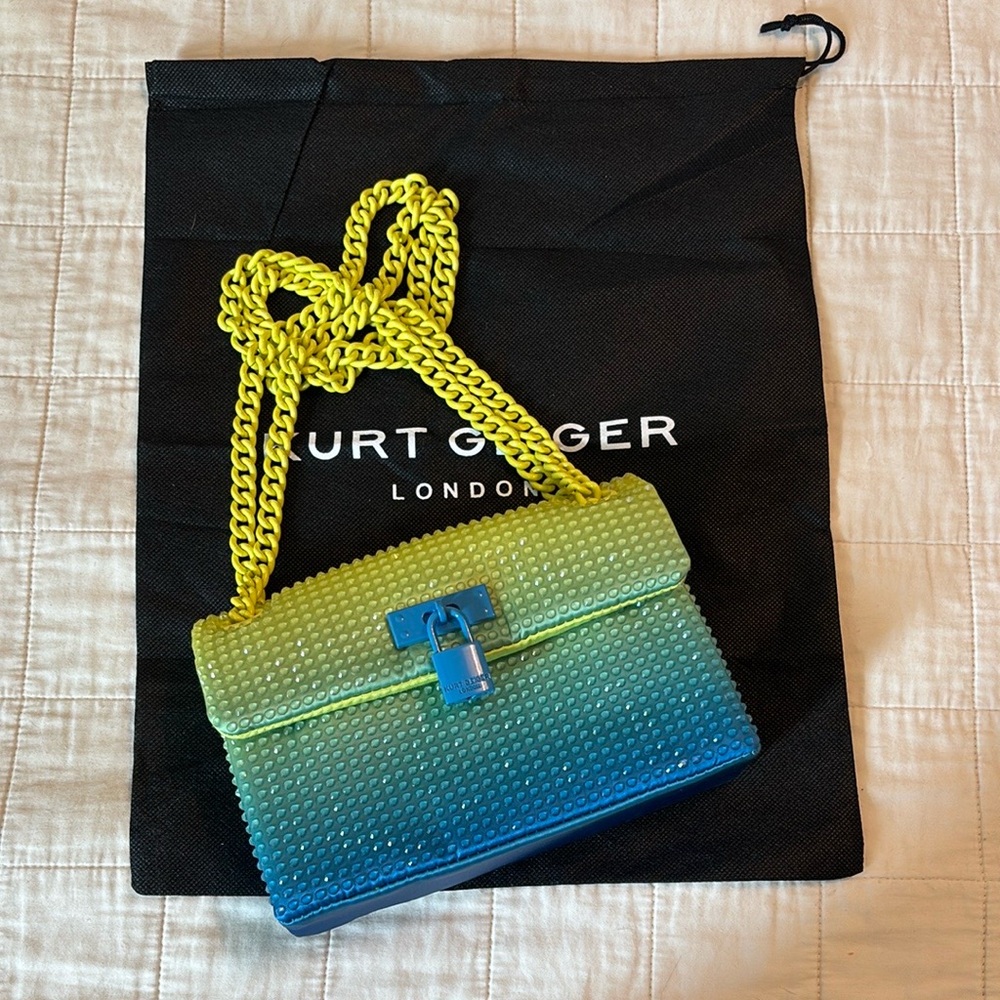 Kurt Geiger Blue and Green Crossbody Bag with Gradient Design